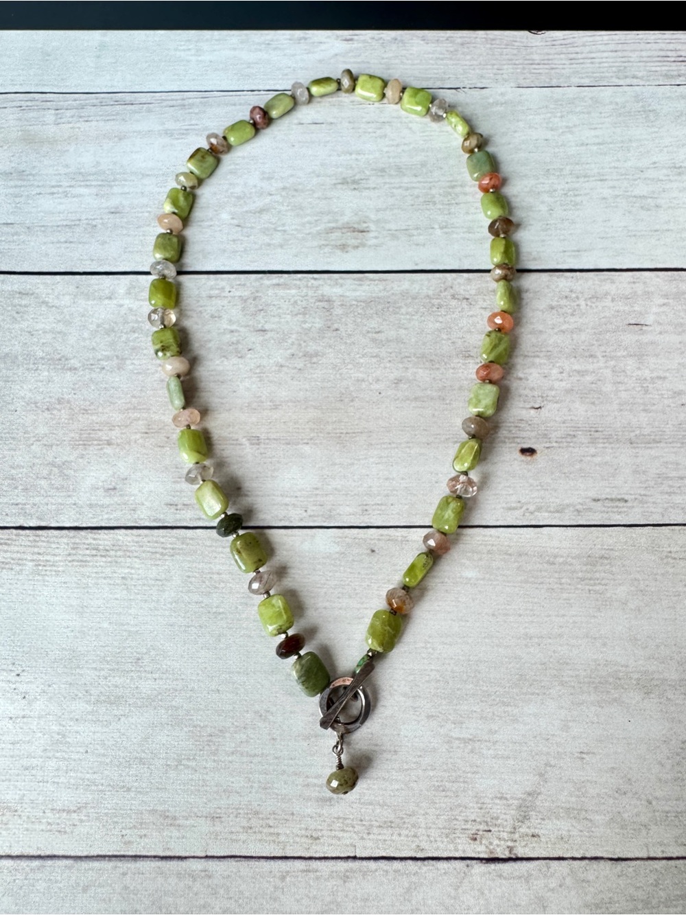 Handcrafted Green Garnet Beaded Women’s Necklace -